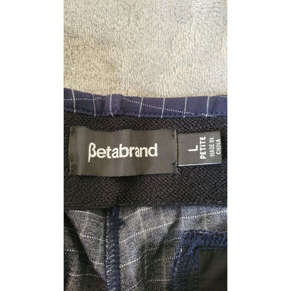BETABRAND Navy Check Print Ponte Wide Leg Crop Pants - Picture 3 of 4